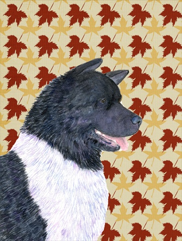 Akita Fall Leaves Portrait Flag Canvas House Size