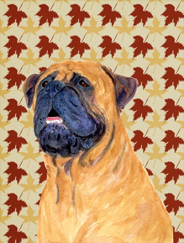Mastiff Fall Leaves Portrait Flag Canvas House Size