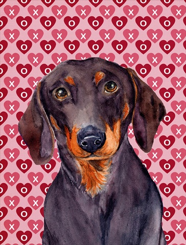 Dachshund Hearts Love Valentines Day Flag Canvas House Size