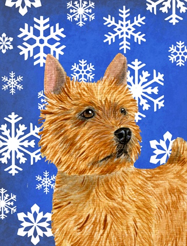 Norwich Terrier Winter Snowflakes Holiday Flag Canvas House Size