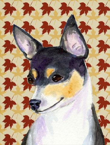Chihuahua Fall Leaves Portrait Flag Canvas House Size