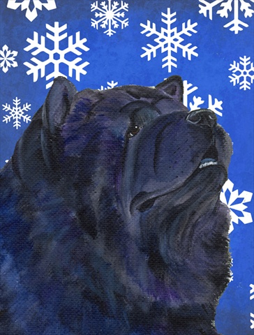 Chow Chow Winter Snowflakes Holiday Flag Canvas House Size