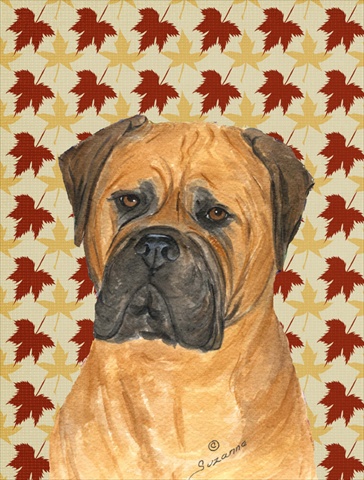 Bullmastiff Fall Leaves Portrait Flag Canvas House Size