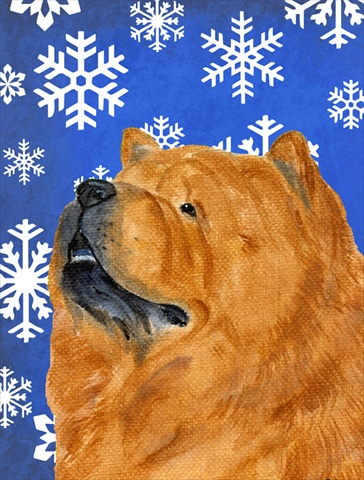 Chow Chow Winter Snowflakes Holiday Flag Canvas House Size