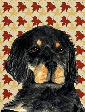 Gordon Setter Fall Leaves Portrait Flag Canvas House Size