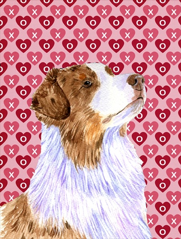 Australian Shepherd Hearts Love And Valentines Day Flag Canvas House Size