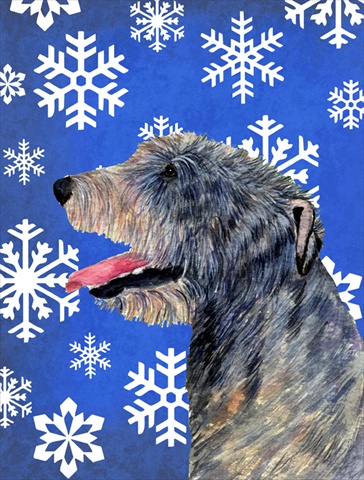 Irish Wolfhound Winter Snowflakes Holiday Flag Canvas House Size