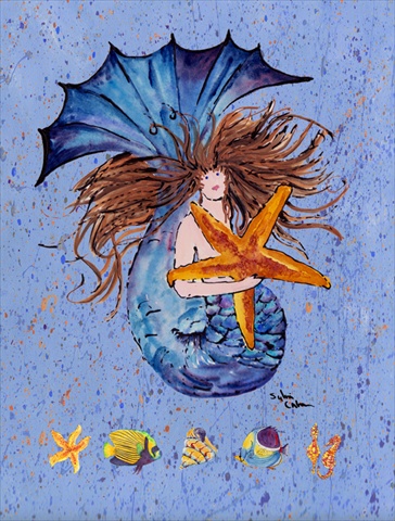 28 x 40 in. Mermaid Flag Canvas House Size