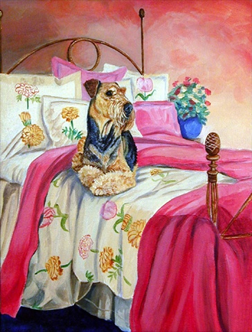 Airedale Terrier Waiting On Mom Flag Canvas House Size