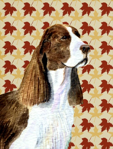 Springer Spaniel Fall Leaves Portrait Flag Canvas House Size