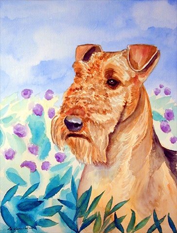 28 x 40 in. Airedale Terrier In Flowers Flag Canvas House Size