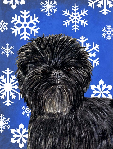 Affenpinscher Winter Snowflakes Holiday Flag Canvas House Size