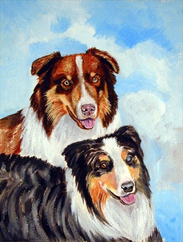 28 x 40 in. Australian Shepherd Double Trouble Flag Canvas House Size
