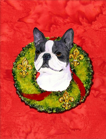 Boston Terrier Flag Canvas House Size - 28 x 40 in.