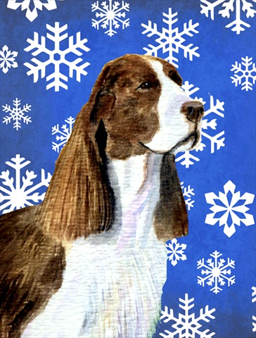 Springer Spaniel Winter Snowflakes Holiday Flag Canvas House Size