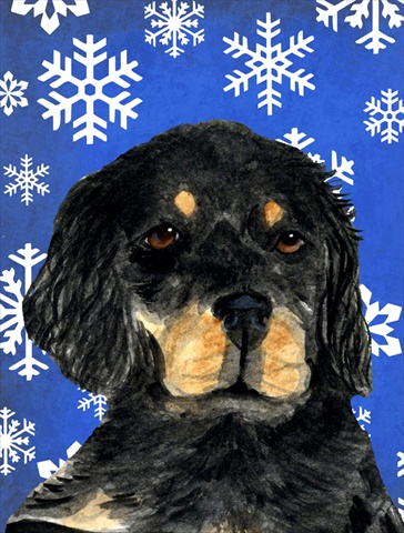 Gordon Setter Winter Snowflakes Holiday Flag