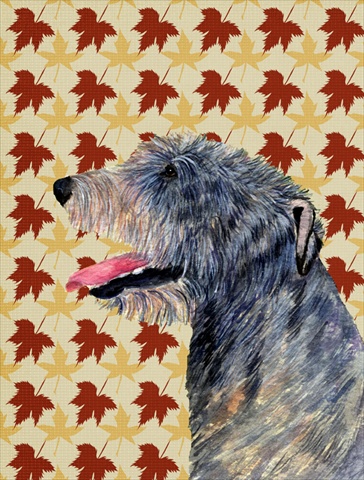 Irish Wolfhound Fall Leaves Portrait Flag Canvas House Size