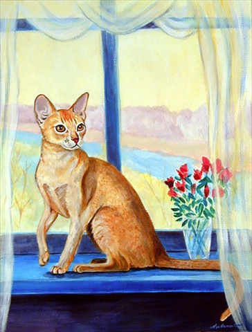 11 x 15 in. Cat In The Window Flag Garden Size
