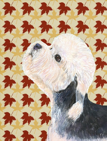 Dandie Dinmont Terrier Fall Leaves Portrait Flag