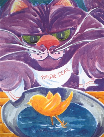 Purple Cat Birdie Dear Flag Canvas House Size