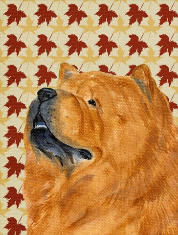 Chow Chow Fall Leaves Portrait Flag Canvas House Size