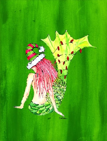 11 x 15 in. Christmas Mermaid Flag Garden Size