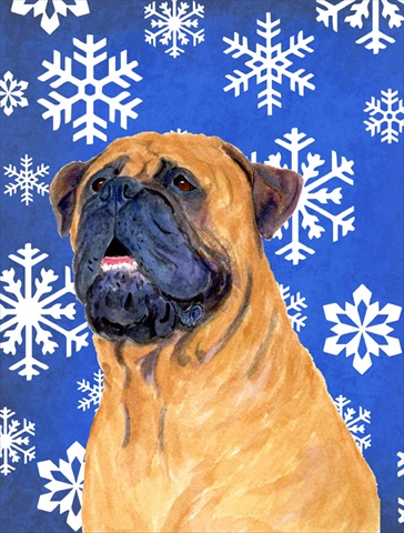 Mastiff Winter Snowflakes Holiday Flag Canvas House Size
