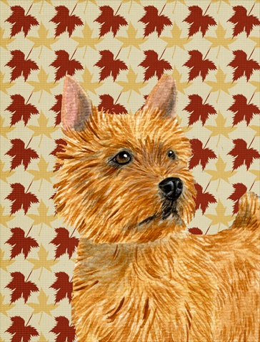 40 x 40 in. Norwich Terrier Fall Leaves Portrait Flag Canvas House Size