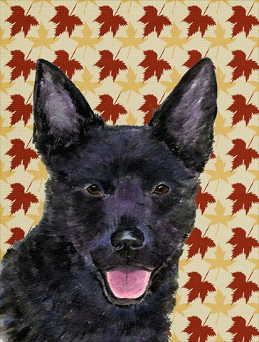 Australian Kelpie Fall Leaves Portrait Flag Canvas House Size