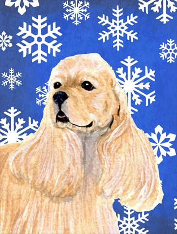 Cocker Spaniel Winter Snowflakes Holiday Flag Canvas House Size