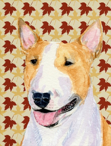 Bull Terrier Fall Leaves Portrait Flag Canvas House Size