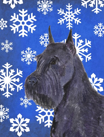 Schnauzer Winter Snowflakes Holiday Flag Canvas House Size