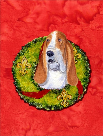 Basset Hound Flag Canvas House Size