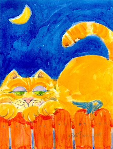 11 x 15 in. Orange Tabby Cat On The Fence Flag Garden Size