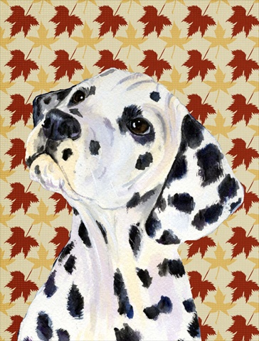 Dalmatian Fall Leaves Portrait Flag Canvas House Size