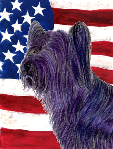 Usa American Flag With Skye Terrier Flag Canvas House Size