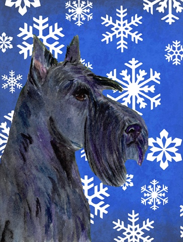 Scottish Terrier Winter Snowflakes Holiday Flag Canvas House Size