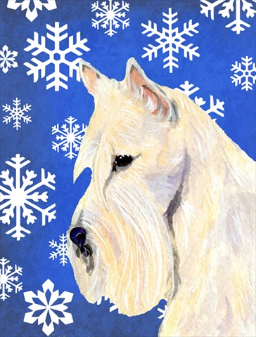 Scottish Terrier Winter Snowflakes Holiday Flag Canvas House Size