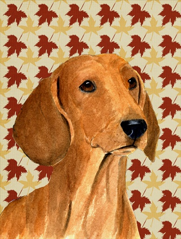 40 x 40 in. Dachshund Fall Leaves Portrait Flag Canvas House Size