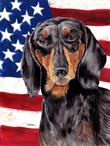 Usa American Flag With Dachshund Flag Canvas House Size