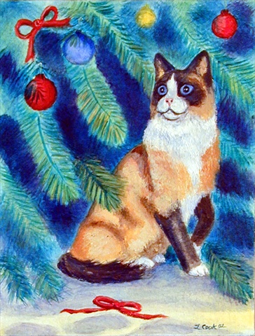 11 x 15 in. Christmas Tree Cat Flag Garden Size