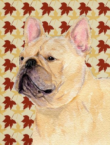 French Bulldog Fall Leaves Portrait Flag Canvas House Size
