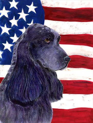 Usa American Flag With Cocker Spaniel Flag Garden Size