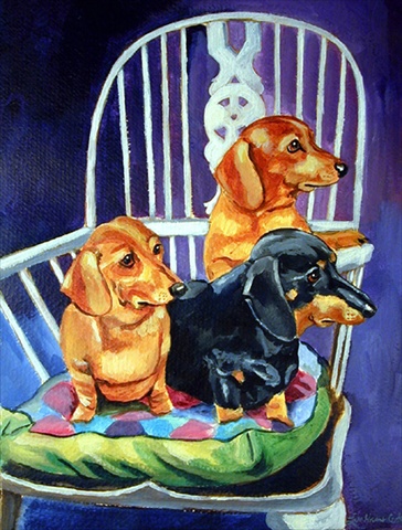 Dachshunds Two Red And A Black And Tan Flag Canvas House Size