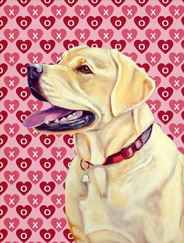 Labrador Hearts Love Valentines Day Flag Canvas House Size