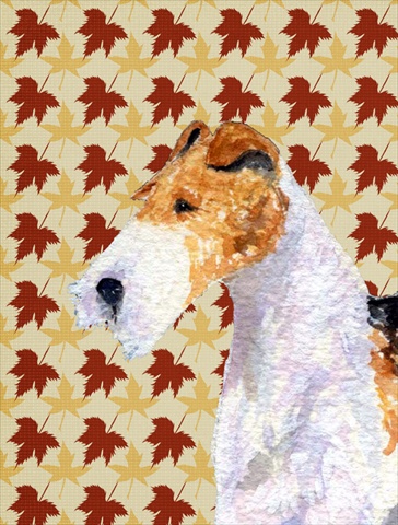 Fox Terrier Fall Leaves Portrait Flag Canvas House Size