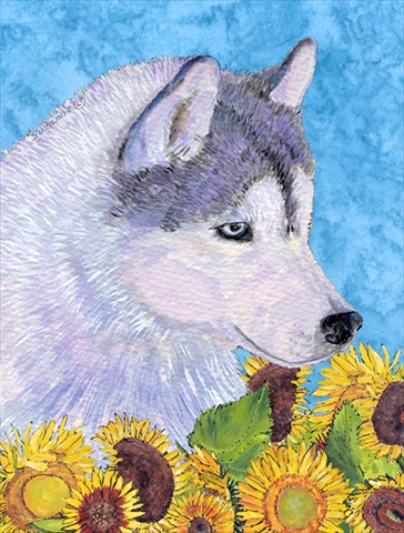 28 x 40 in. Siberian Husky Flag Canvas House Size