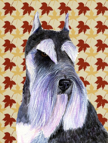 Schnauzer Fall Leaves Portrait Flag Canvas House Size