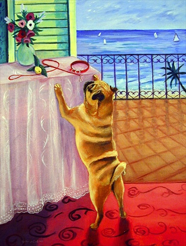 Helping Himself Pug Flag Canvas House Size