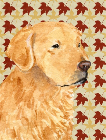 Golden Retriever Fall Leaves Portrait Flag Canvas House Size
